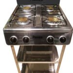 Estufa a gas con pedestal y 2 entrepaños de 4 hornillas MARCA PREMIERE BY ABM