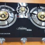 Estufa a gas de 3 hornillas top de Vidrio negro MARCA PREMIERE BY ABM