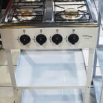 Estufa a gas de pedestal con 2 entrepaños de 4 hornillas MARCA PREMIERE BY ABM