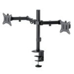 Soporte de escritorio para dos monitores de 32″ con abrazadera
