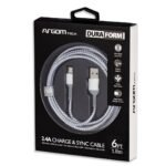 CABLE ARGOM DURA FORM MICRO USB TO USB 2.0 NYLON BRAIDED 1.8M/6FT WHITE